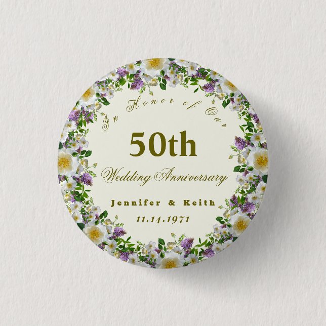 Personalised Couples 50th Wedding Anniversary      3 Cm Round Badge (Front)