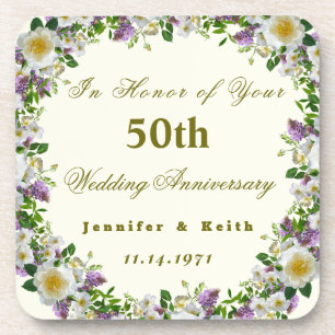 Personalised Couples 50th Wedding Anniversary Coaster