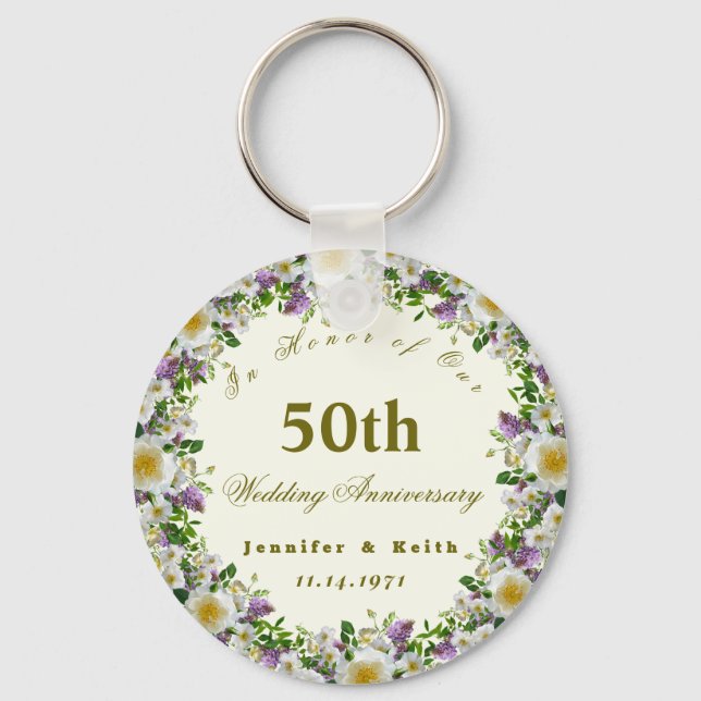Personalised Couples 50th Wedding Anniversary      Key Ring (Front)