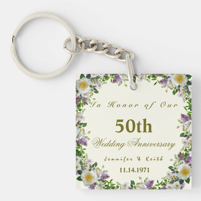 Personalised Couples 50th Wedding Anniversary      Key Ring (Front)
