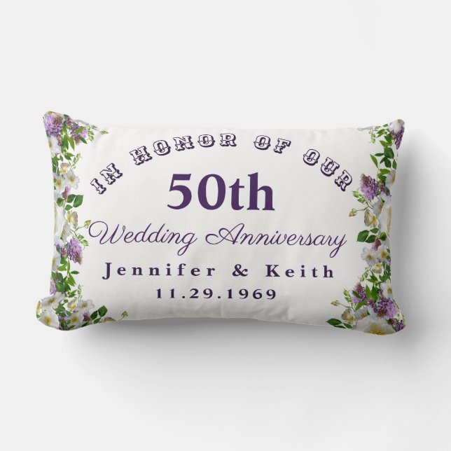 Personalised Couples 50th Wedding Anniversary Lumbar Cushion (Front)