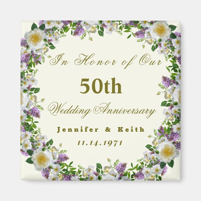 Personalised Couples 50th Wedding Anniversary      Magnet (Front)