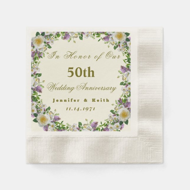 Personalised Couples 50th Wedding Anniversary      Napkin (Front)