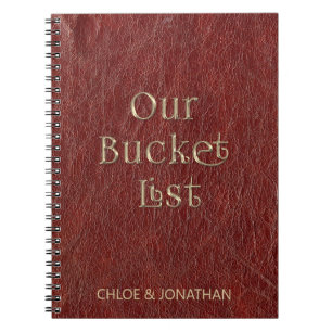Personalised Couples Bucket List Faux Leather  Notebook