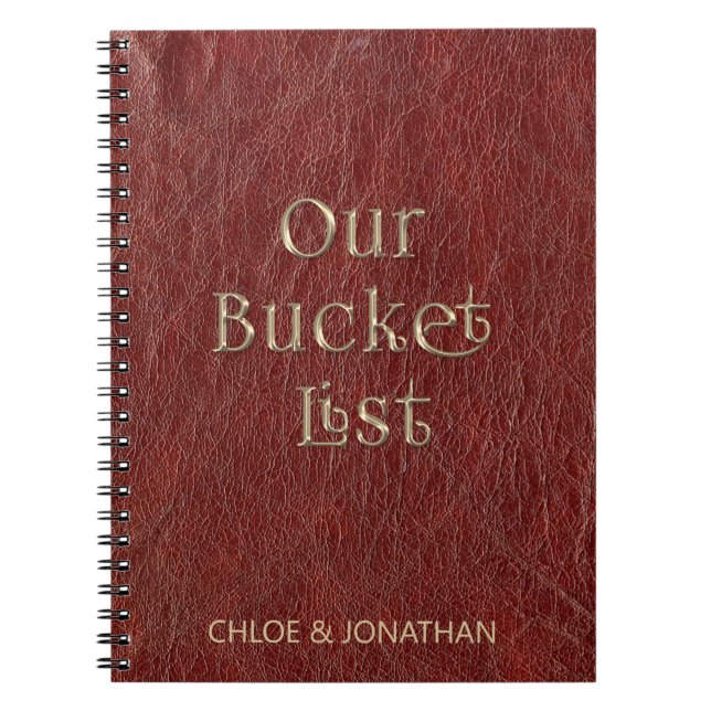 Personalised Couples Bucket List Faux Leather  Notebook (Front)