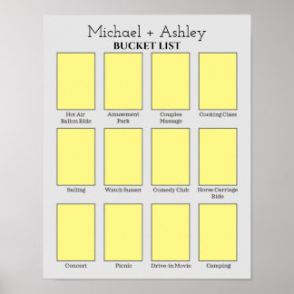 Personalised Couple's Bucket List Poster