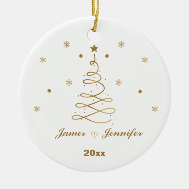 Personalised Couples Christmas For Boyfriend Ceramic Tree Decoration (Front)