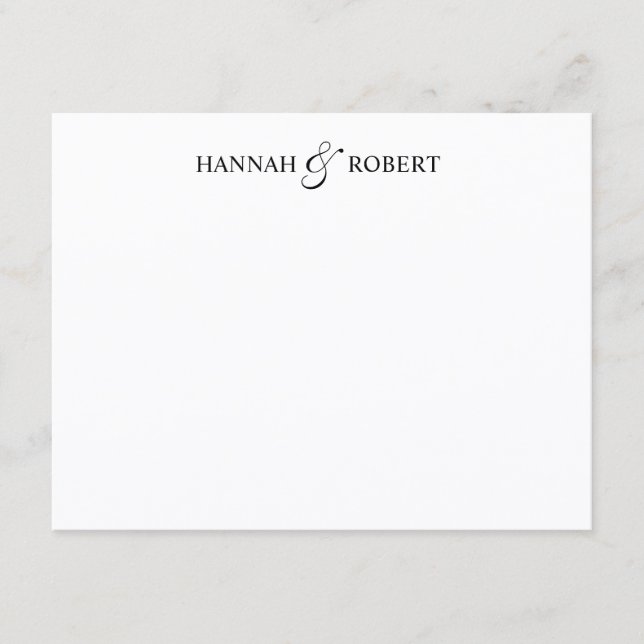 Personalised Couples Classic Elegant Script Card (Front)