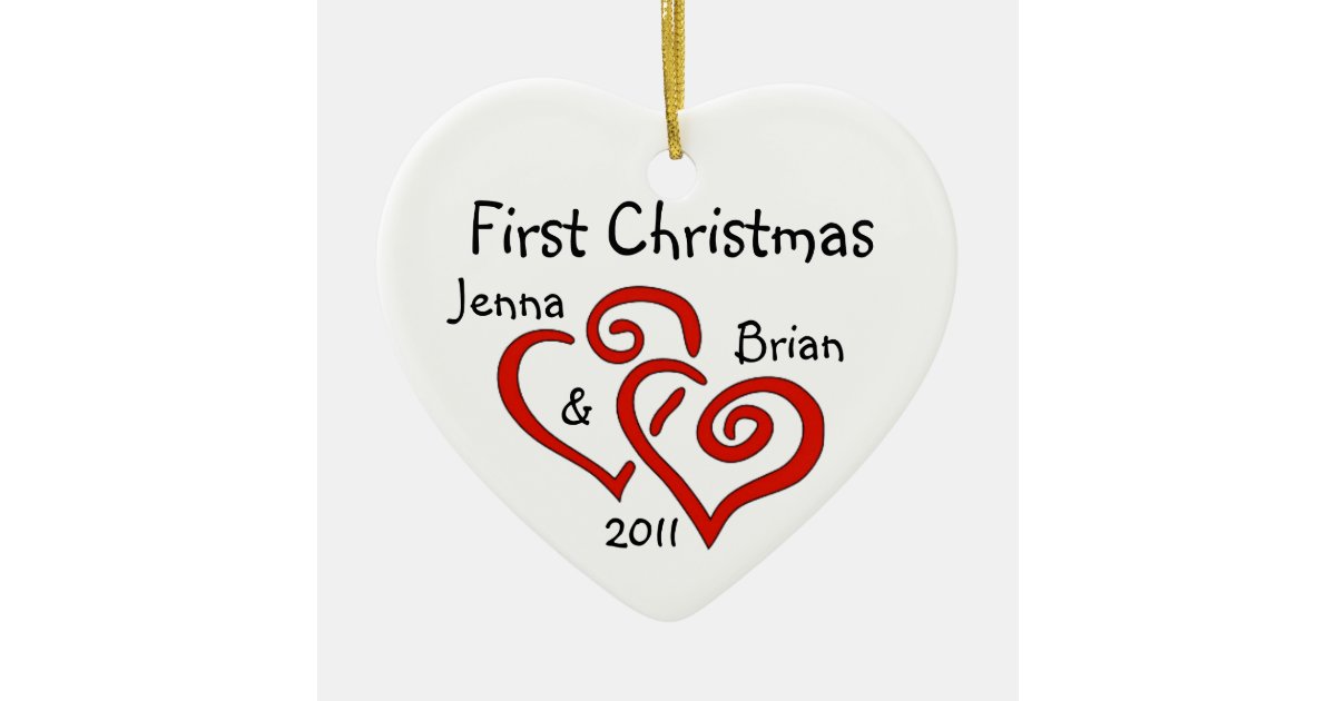 Personalised Couple's First Christmas Ornament Zazzle.co.uk