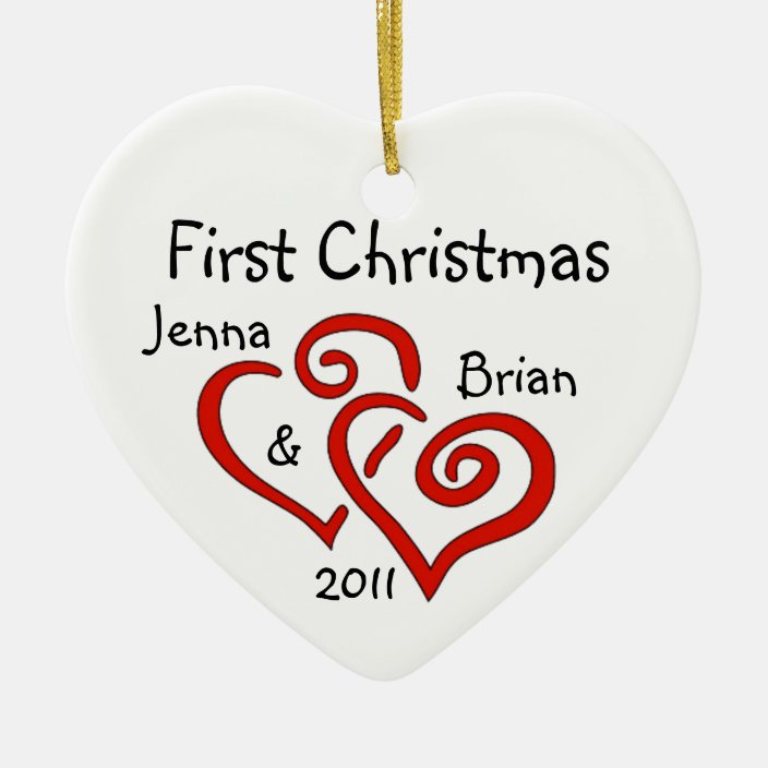 Personalised Couple's First Christmas Ornament Zazzle.co.uk