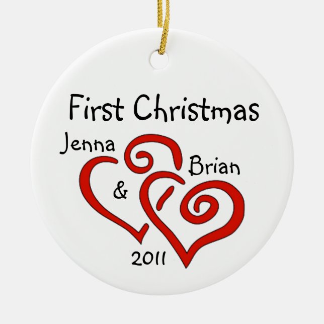 Personalised Couple's First Christmas Ornament (Front)