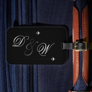 Personalised couple's initials travel luggage tag