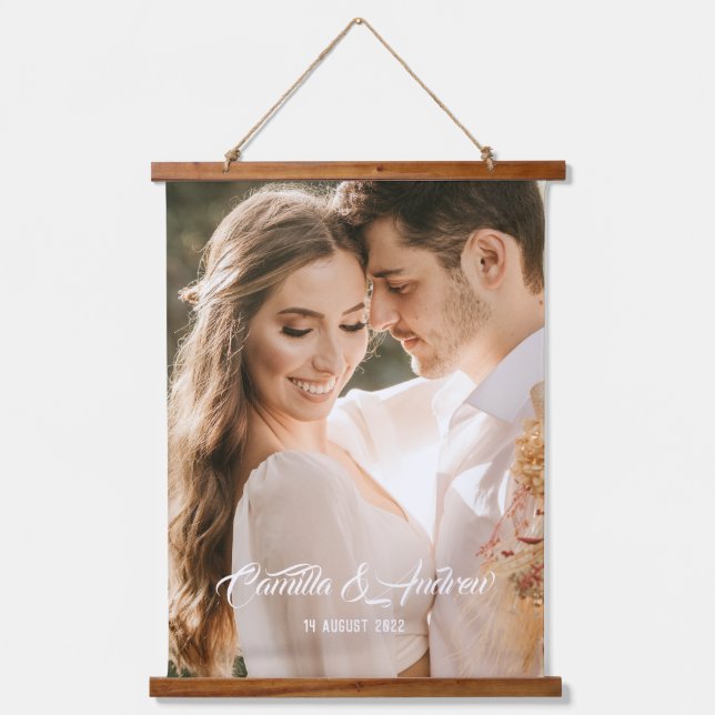Personalised Couples Love Photo And Typography  Hanging Tapestry (Front)