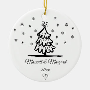Personalised Couples Names Christmas For Boyfriend Ceramic Tree Decoration