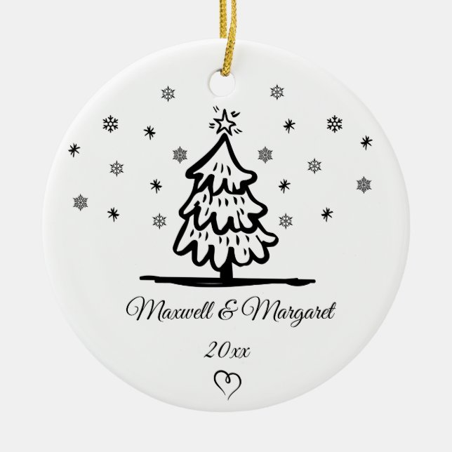 Personalised Couples Names Christmas For Boyfriend Ceramic Tree Decoration (Front)