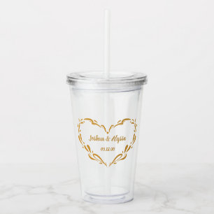 Personalised Couple's Names Elegant Gold Heart Acrylic Tumbler