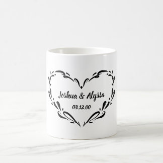 Personalised Couple's Names Elegant Heart Gift  Coffee Mug