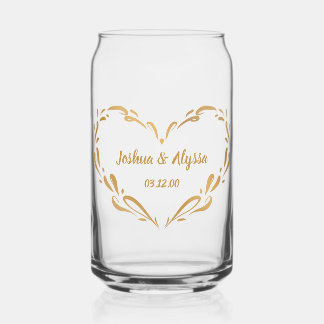 Personalised Couple's Names Elegant Keepsake Gift Can Glass