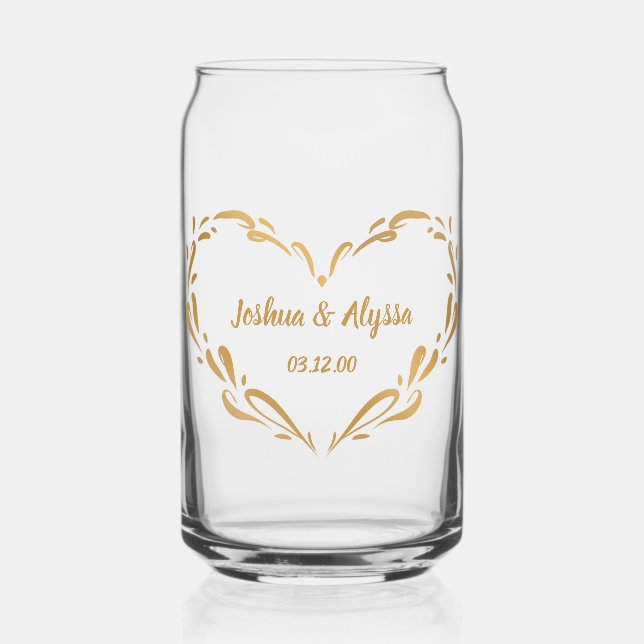 Personalised Couple's Names Elegant Keepsake Gift Can Glass (Front)