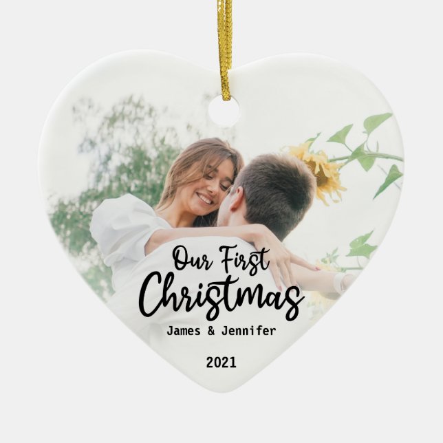 Personalised Couples Our First Christmas Ceramic Tree Decoration (Front)