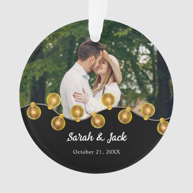 Personalised Couples Phot Wedding Christmas gift Ornament (Front)