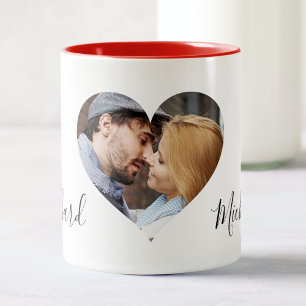 Personalised Couples Photo Name Valentines Day Two-Tone Coffee Mug