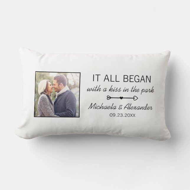 Personalised Couples Photo Newlywed Anniversary Lumbar Cushion (Front)
