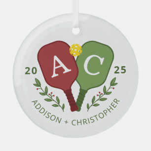 Personalised Couples Pickleball Christmas Ornament