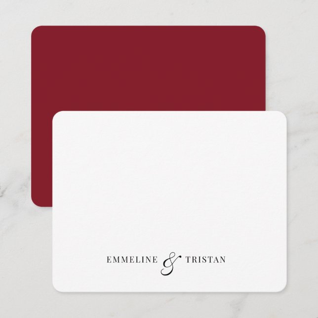Personalised Couples Stationery Burgundy Red Card (Front/Back)