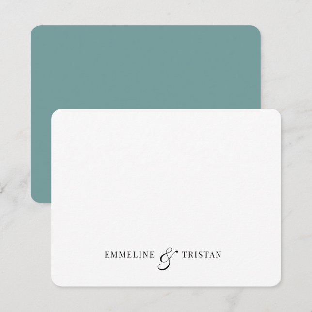 Personalised Couples Stationery Dark Blue Green Card (Front/Back)
