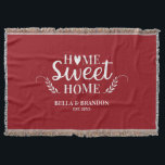 Personalised Couples Wedding Throw Blanket<br><div class="desc">A cosy blanket featuring the words Home Sweet Home and your name and wedding date. Personalise this red and white throw blanket for a beautiful wedding gift. Other colours available. Designed for you by Blackberry boulevard.</div>