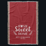 Personalised Couples Wedding Throw Blanket<br><div class="desc">A cosy blanket featuring the words Home Sweet Home and your name and wedding date. Personalise this red and white throw blanket for a beautiful wedding gift. Other colours available. Designed for you by Blackberry boulevard.</div>