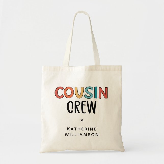 Personalised Cousin Crew Matching Cousins Gift Tote Bag (Front)