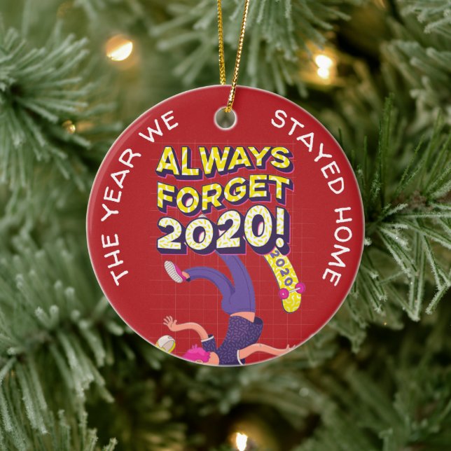 Personalised COVID 2020 Christmas We Stayed Home Ceramic Tree Decoration (Tree)