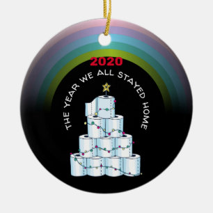 Personalised COVID 2020 Christmas We Stayed Home Ceramic Tree Decoration