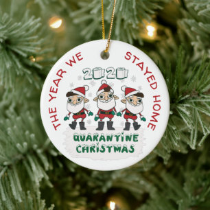 Personalised COVID 2020 Christmas We Stayed Home Ceramic Tree Decoration