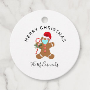 Personalised Covid Gingerbread Man In Face Mask Favour Tags