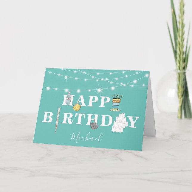 Personalised Covid Theme Unisex Birthday Card (Front)