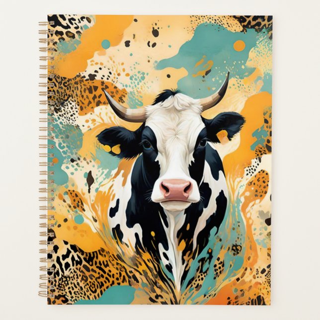 Personalised Cow Animal Print Planner (Front)