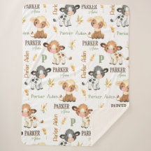 Personalised Cow Baby Blanket | 60x80 Sherpa