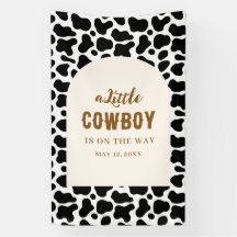 Personalised Cow Print Banner for First Rodeo