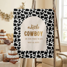 Personalised Cow Print Banner for First Rodeo