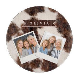 Personalised Cow Print Cowgirl Western Style Gift Cutting Board