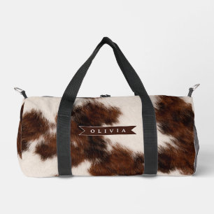 Personalised Cow Print Cowgirl Western Style Gift Duffle Bag