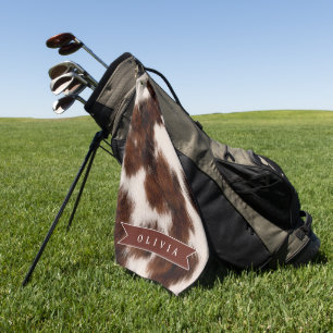 Personalised Cow Print Cowgirl Western Style Gift Golf Towel