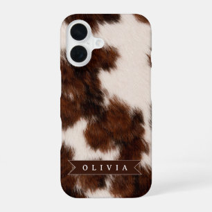 Personalised Cow Print Cowgirl Western Style Gift iPhone 16 Case