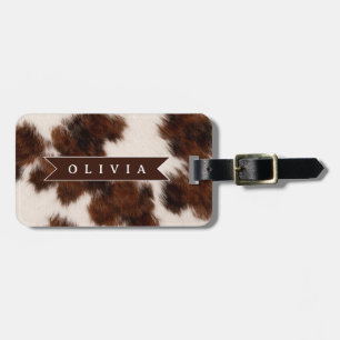 Personalised Cow Print Cowgirl Western Style Gift Luggage Tag