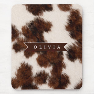 Personalised Cow Print Cowgirl Western Style Gift Mouse Mat
