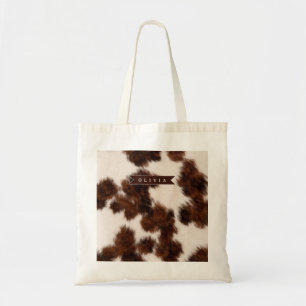 Personalised Cow Print Cowgirl Western Style Gift Tote Bag