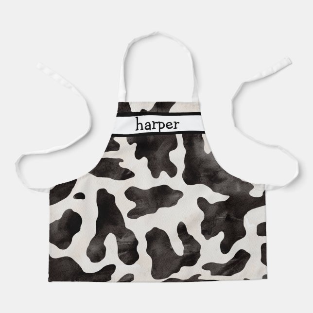Personalised Cow Print Kids Apron (Front)